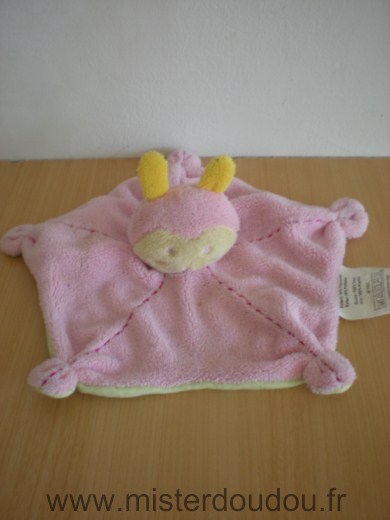 Doudou Abeille Babou Rose vert jaune 