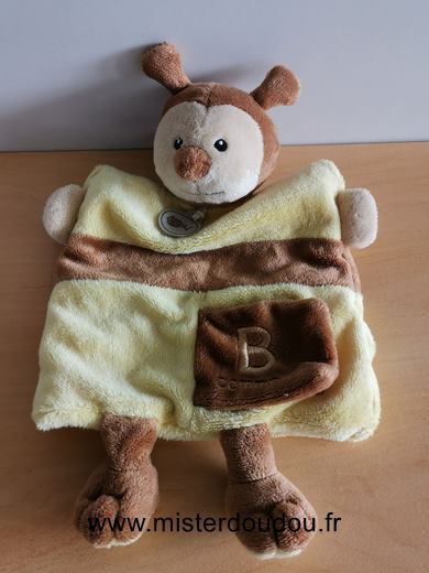 Doudou Abeille Baby nat Jaune marron bourdon 