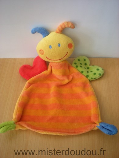 Doudou Abeille Babyclub Orange jaune 