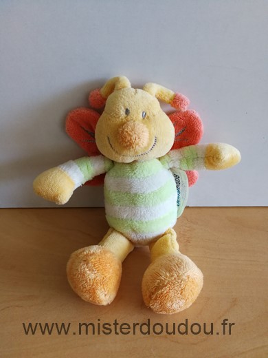 Doudou Abeille Jollybaby Jaune vert blanc rose 