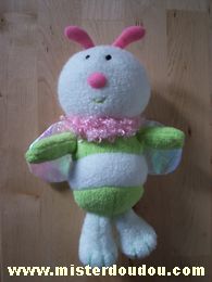 Doudou Abeille Luminou Blanc vert rose 