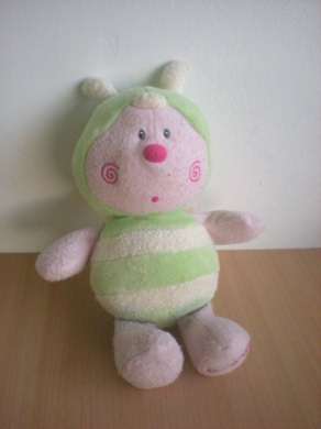 Doudou Abeille Luminou Vert blanc rose 