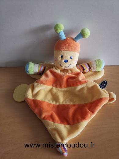 Doudou Abeille Mots d enfants Jaune orange 