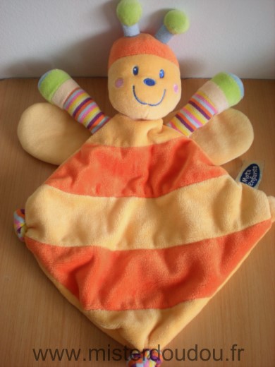 Doudou Abeille Mots d enfants Orange jaune 