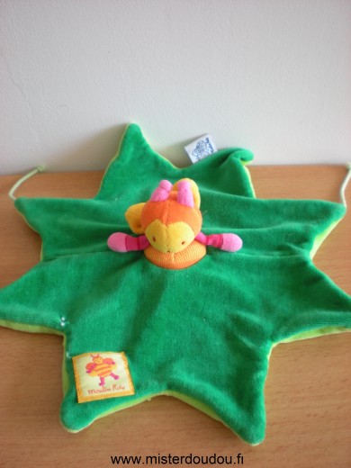 Doudou Abeille Moulin roty Etoile verte abeille jaune orage rose 