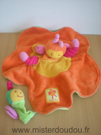 Doudou Abeille Moulin roty Louna orange jaune vert 