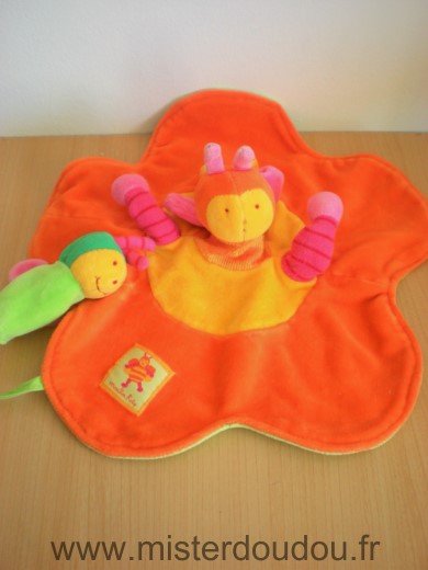 Doudou Abeille Moulin roty Louna orange jaune vert 