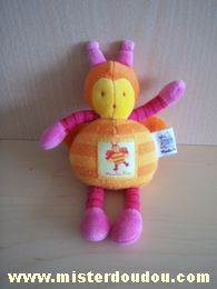 Doudou Abeille Moulin roty Orange jaune rose Tissus un peu bouloché