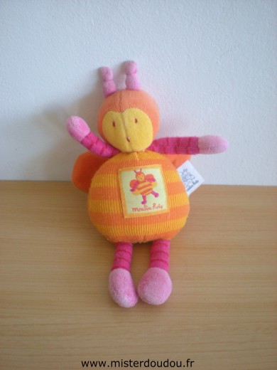 Doudou Abeille Moulin roty Orange jaune rose 