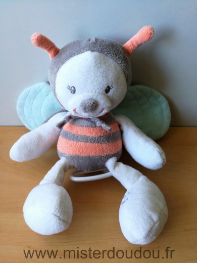 Doudou Abeille Nattou Bubbles bleu rose gris 