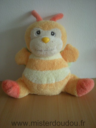 Doudou Abeille Nounours Jaune orange ailes vertes 