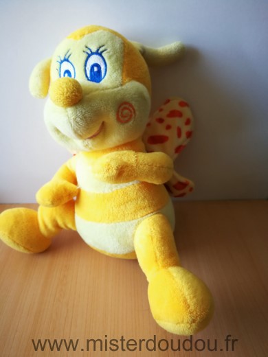 Doudou Abeille - marque non connue - Papillon jaune ailes jaunes taches marron 