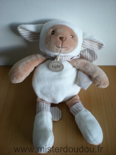 Doudou Agneau Baby nat Mouton blanc beige 