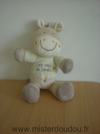 Doudou Ane Bébérêve Beige vert carotte  les amis du jardin 