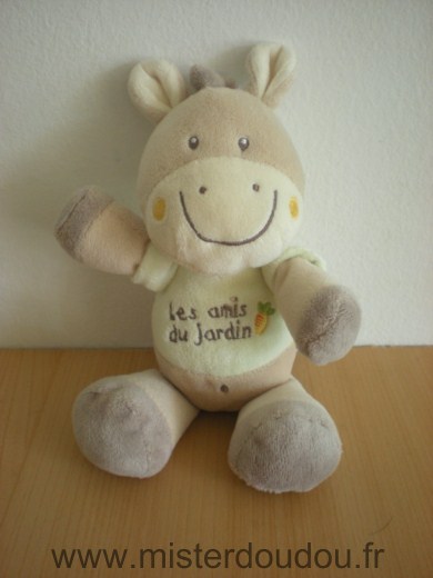 Doudou Ane Bébérêve Beige vert les amis du jardin 