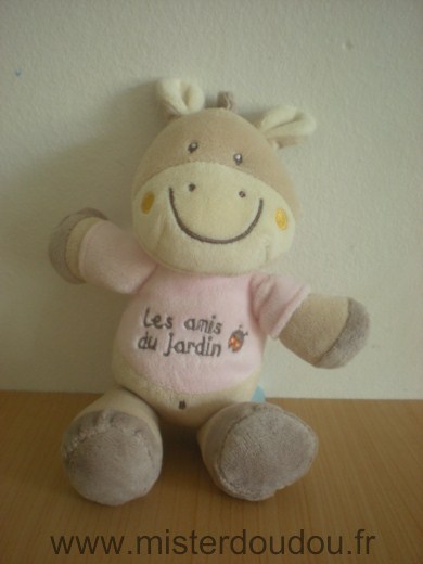 Doudou Ane Bébérêve Les amis du jardin beige rose 