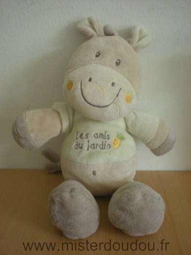 Doudou Ane Bébérêve Les amis du jardin, beige vert carotte 