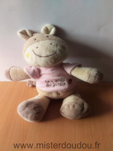 Doudou Ane Bébérêve Rose beige les amis du jardin 