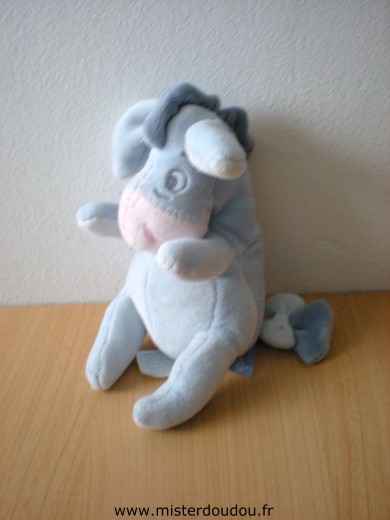 Doudou Ane Disney Bouriquet bleu rose tout en velours 