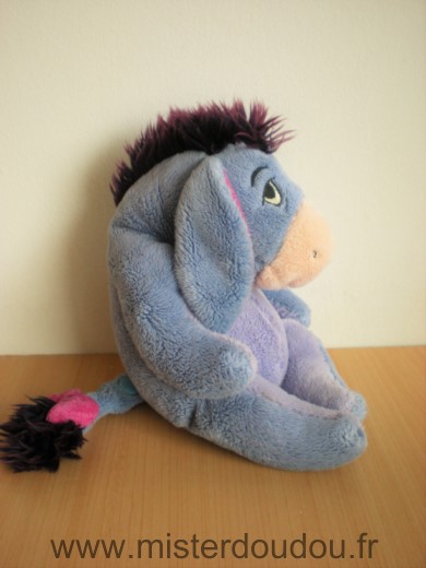 Doudou Ane Disney Bourriquet bleu mauve criniere violette Scratch au niveau de la queue