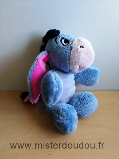 Doudou Ane Disney Bourriquet bleu mauve rose noeud rose au bout de la queue 