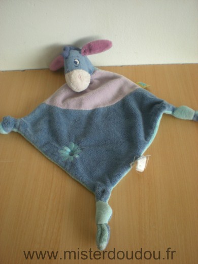 Doudou Ane Disney Bourriquet bleu mauve turquoise 