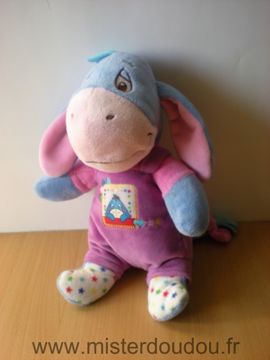 Doudou Ane Disney Bourriquet bleu rose violet etoiles 