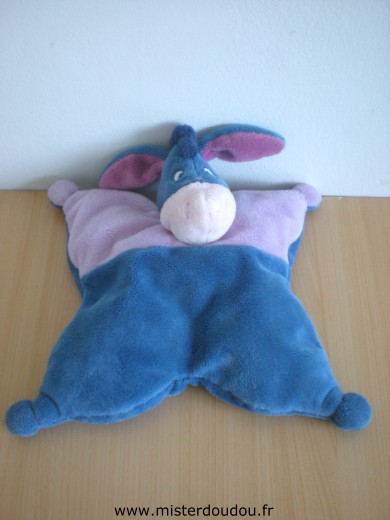 Doudou Ane Disney Bourriquet semi plat bleu mauve N'a plus son étiquette