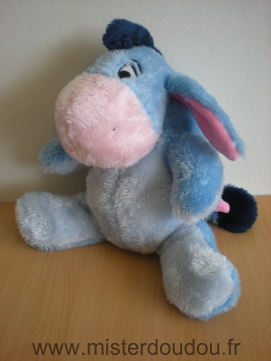 Doudou Ane Disney Peluche bleu rose noeud rose au bout de la queue 