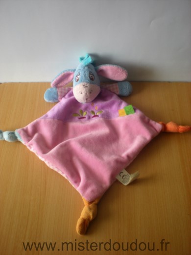 Doudou Ane Disney Bourriquet rose mauve bleu motif arrosoir 