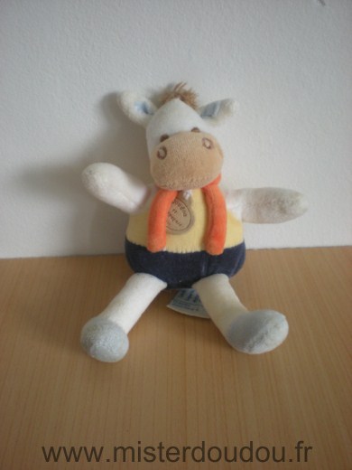 Doudou Ane Doudou et compagnie Justin blanc jaune bleu marine Petit modele