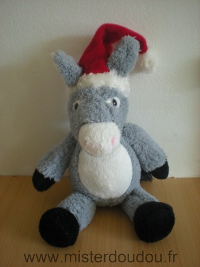 Doudou Ane Kinder Gris blanc bonnet rouge 