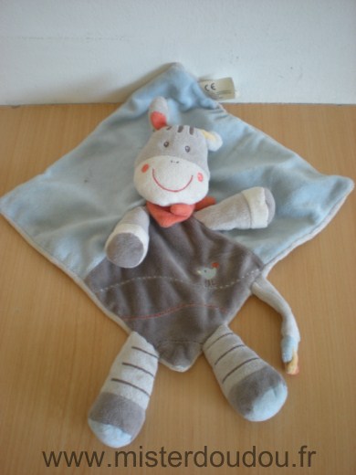 Doudou Ane Nicotoy Gris bleu foulard orange 