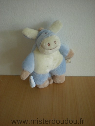 Doudou Ane Noukie s Mini doudou paco bleu eccru scratch aux fesses 