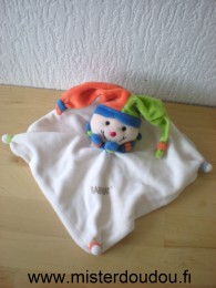 Doudou Arlequin Baby nat Blanc orange vert bleu 