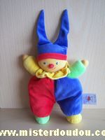 Doudou Arlequin Babyclub Rouge bleu vert jaune 