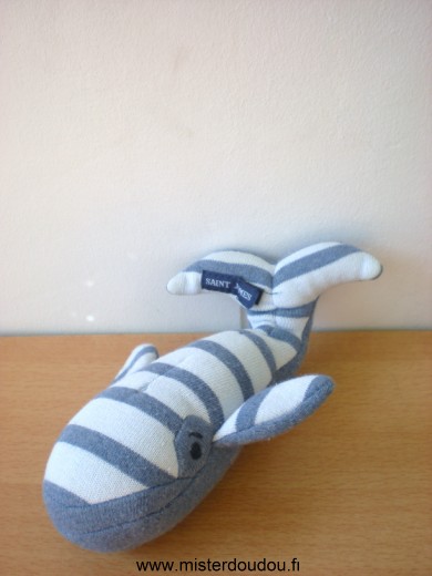 Doudou Baleine Saint james Bleu gris 