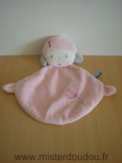 Doudou Bonhomme Absorba Fille rose fleur 