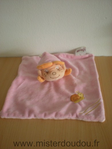 Doudou Bonhomme Bengy Fille rose escargot 