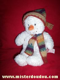 Doudou Bonhomme Bundles Blanc écharpe et bonnet en tricot 