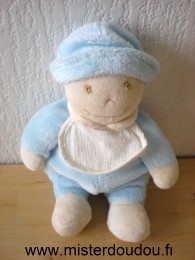 Doudou Bonhomme De fil en image Bleu bavoir à broder 