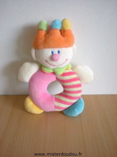 Doudou Bonhomme Jollybaby Rose bleu jaune orange 