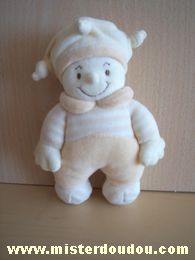 Doudou Bonhomme Jollybaby Rose jaune clairs blanc 