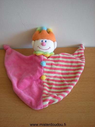 Doudou Bonhomme Jollybaby Rose rayé rose vert 