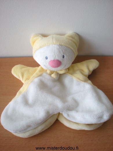 Doudou Bonhomme Kiabi baby Blanc jaune 