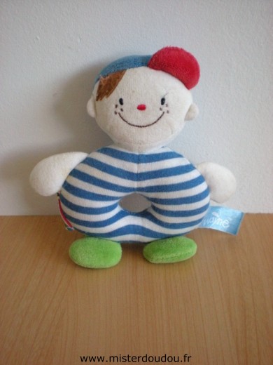 Doudou Bonhomme Ks kids Rayé bleu blanc 