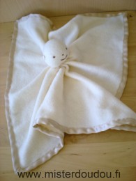 Doudou Bonhomme - Marque non connue - Ecru en polaire liseret marron satin 