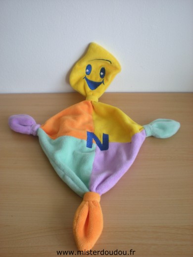 Doudou Bonhomme - marque non connue - Jaune orange mauve vert avec un n 