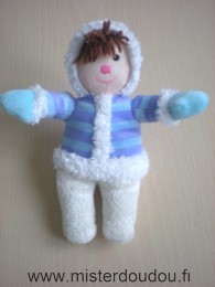 Doudou Bonhomme Maxita Manteau rayé bleu mauve 