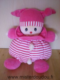 Doudou Bonhomme Maxita Rayé rose fushia blanc 